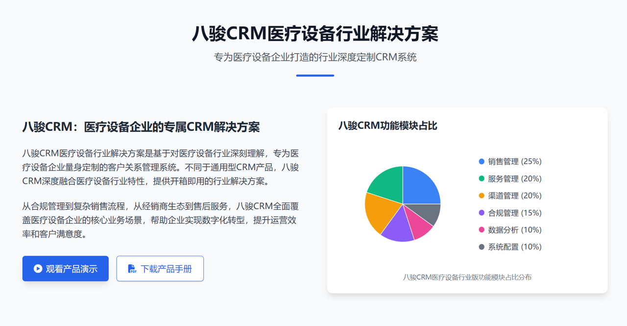 八駿CRM醫(yī)療設(shè)備(bei)行業解決方(fang)案 八駿CRM醫(yī)療設(shè)備(bei)行業解決方(fang)案